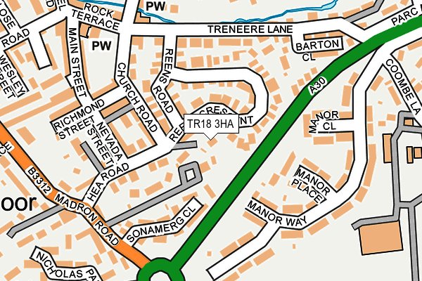 TR18 3HA map - OS OpenMap – Local (Ordnance Survey) TR18 3HA map - OS OpenMap – Local (Ordnance Survey)