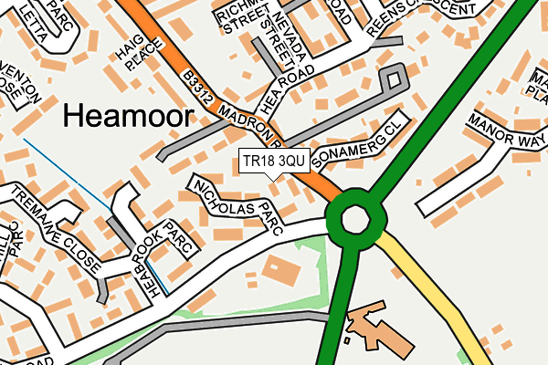 TR18 3QU map - OS OpenMap – Local (Ordnance Survey) TR18 3QU map - OS OpenMap – Local (Ordnance Survey)