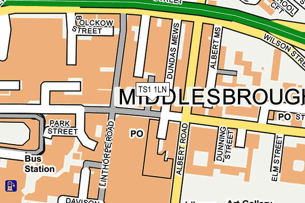 TS1 1LN map - OS OpenMap – Local (Ordnance Survey) TS1 1LN map - OS OpenMap – Local (Ordnance Survey)