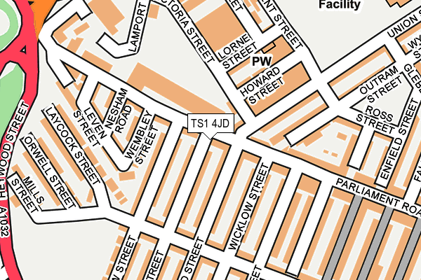 TS1 4JD map - OS OpenMap – Local (Ordnance Survey) TS1 4JD map - OS OpenMap – Local (Ordnance Survey)