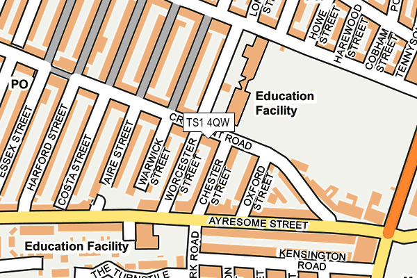 TS1 4QW map - OS OpenMap – Local (Ordnance Survey) TS1 4QW map - OS OpenMap – Local (Ordnance Survey)