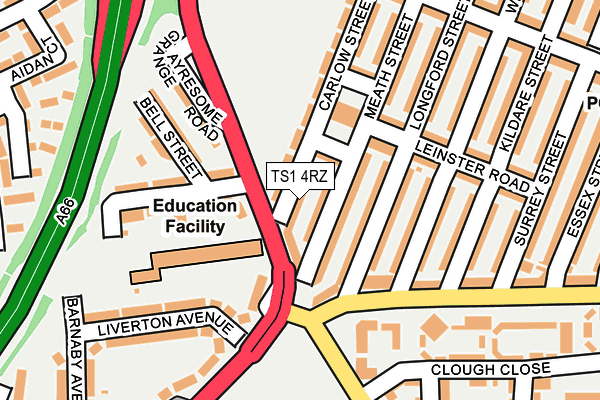 TS1 4RZ map - OS OpenMap – Local (Ordnance Survey) TS1 4RZ map - OS OpenMap – Local (Ordnance Survey)