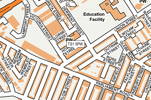 TS1 5PW map - OS OpenMap – Local (Ordnance Survey) TS1 5PW map - OS OpenMap – Local (Ordnance Survey)