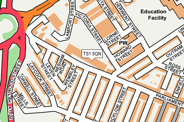 TS1 5QN map - OS OpenMap – Local (Ordnance Survey) TS1 5QN map - OS OpenMap – Local (Ordnance Survey)