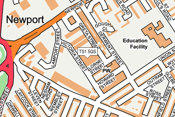 TS1 5QS map - OS OpenMap – Local (Ordnance Survey) TS1 5QS map - OS OpenMap – Local (Ordnance Survey)