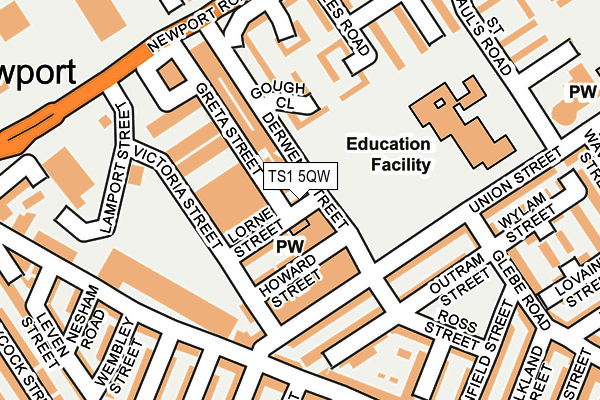 TS1 5QW map - OS OpenMap – Local (Ordnance Survey) TS1 5QW map - OS OpenMap – Local (Ordnance Survey)