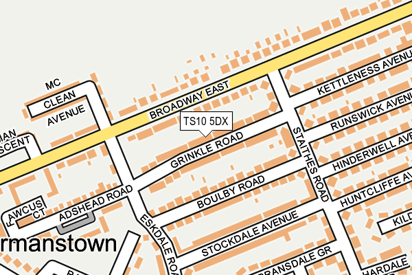 TS10 5DX map - OS OpenMap – Local (Ordnance Survey) TS10 5DX map - OS OpenMap – Local (Ordnance Survey)