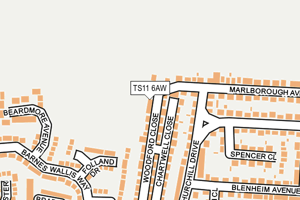 TS11 6AW map - OS OpenMap – Local (Ordnance Survey) TS11 6AW map - OS OpenMap – Local (Ordnance Survey)