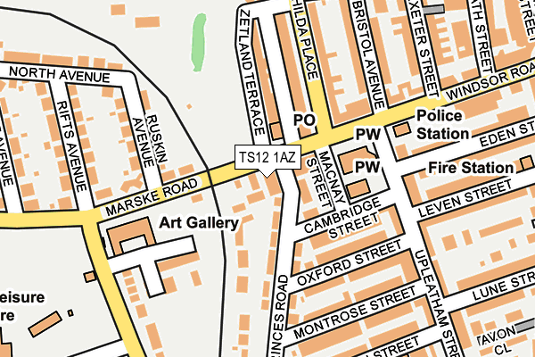 TS12 1AZ map - OS OpenMap – Local (Ordnance Survey) TS12 1AZ map - OS OpenMap – Local (Ordnance Survey)