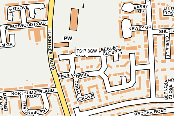 TS17 8GW map - OS OpenMap – Local (Ordnance Survey) TS17 8GW map - OS OpenMap – Local (Ordnance Survey)