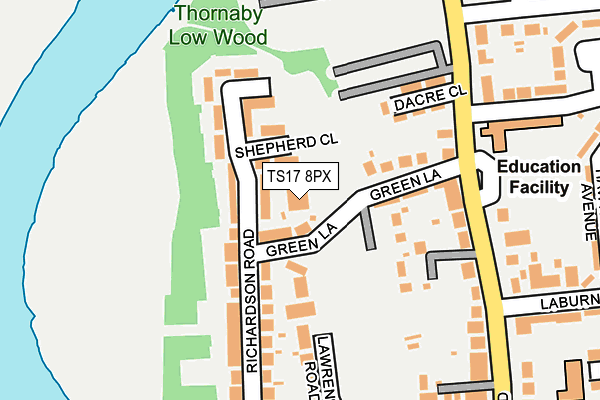 TS17 8PX map - OS OpenMap – Local (Ordnance Survey) TS17 8PX map - OS OpenMap – Local (Ordnance Survey)