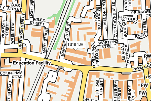 TS18 1JR map - OS OpenMap – Local (Ordnance Survey) TS18 1JR map - OS OpenMap – Local (Ordnance Survey)