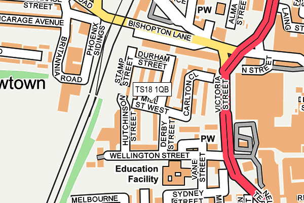 TS18 1QB map - OS OpenMap – Local (Ordnance Survey) TS18 1QB map - OS OpenMap – Local (Ordnance Survey)