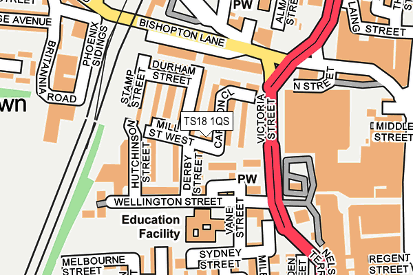 TS18 1QS map - OS OpenMap – Local (Ordnance Survey) TS18 1QS map - OS OpenMap – Local (Ordnance Survey)