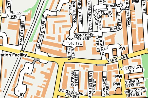 TS18 1YE map - OS OpenMap – Local (Ordnance Survey) TS18 1YE map - OS OpenMap – Local (Ordnance Survey)