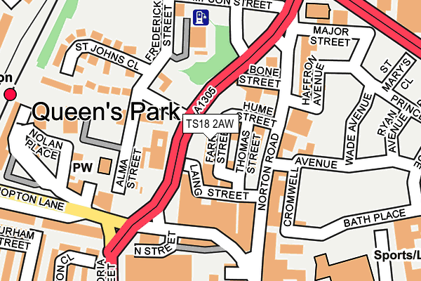 TS18 2AW map - OS OpenMap – Local (Ordnance Survey) TS18 2AW map - OS OpenMap – Local (Ordnance Survey)