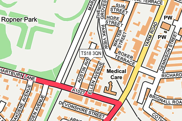 TS18 3QN map - OS OpenMap – Local (Ordnance Survey) TS18 3QN map - OS OpenMap – Local (Ordnance Survey)
