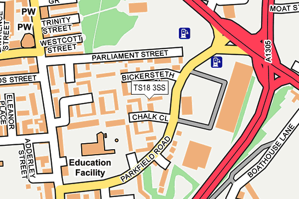 TS18 3SS map - OS OpenMap – Local (Ordnance Survey) TS18 3SS map - OS OpenMap – Local (Ordnance Survey)