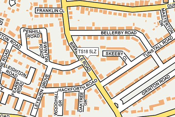 TS18 5LZ map - OS OpenMap – Local (Ordnance Survey) TS18 5LZ map - OS OpenMap – Local (Ordnance Survey)