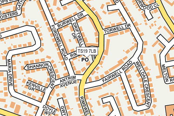 TS19 7LB map - OS OpenMap – Local (Ordnance Survey) TS19 7LB map - OS OpenMap – Local (Ordnance Survey)