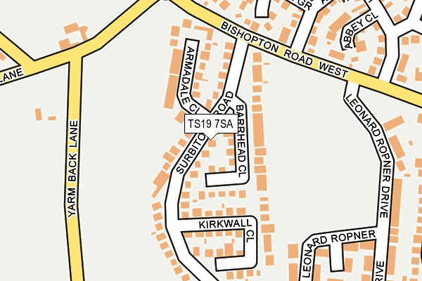 TS19 7SA map - OS OpenMap – Local (Ordnance Survey) TS19 7SA map - OS OpenMap – Local (Ordnance Survey)