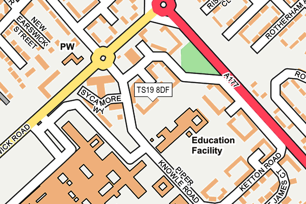 TS19 8DF map - OS OpenMap – Local (Ordnance Survey) TS19 8DF map - OS OpenMap – Local (Ordnance Survey)