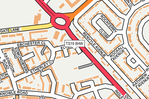 TS19 8HW map - OS OpenMap – Local (Ordnance Survey) TS19 8HW map - OS OpenMap – Local (Ordnance Survey)