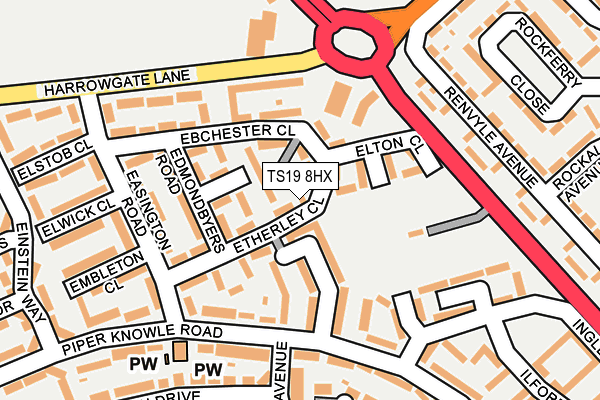 TS19 8HX map - OS OpenMap – Local (Ordnance Survey) TS19 8HX map - OS OpenMap – Local (Ordnance Survey)