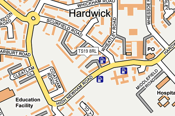 TS19 8RL map - OS OpenMap – Local (Ordnance Survey) TS19 8RL map - OS OpenMap – Local (Ordnance Survey)