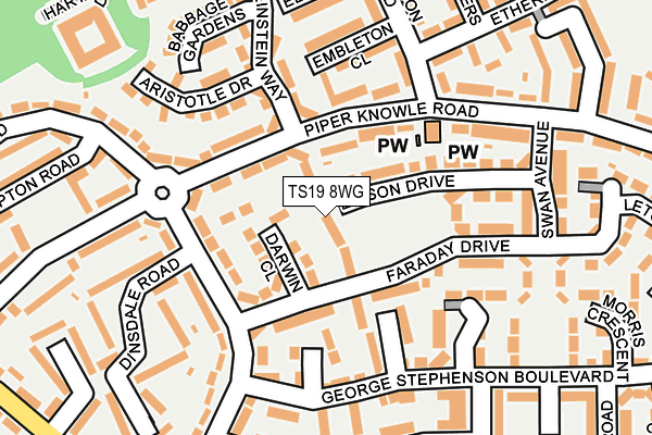 TS19 8WG map - OS OpenMap – Local (Ordnance Survey) TS19 8WG map - OS OpenMap – Local (Ordnance Survey)