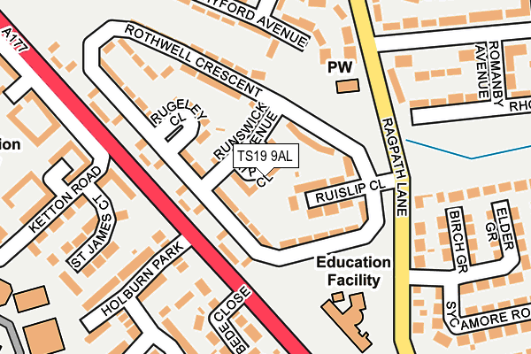 TS19 9AL map - OS OpenMap – Local (Ordnance Survey) TS19 9AL map - OS OpenMap – Local (Ordnance Survey)