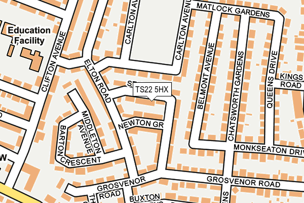 TS22 5HX map - OS OpenMap – Local (Ordnance Survey)