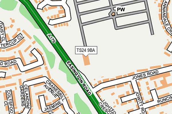 TS24 9BA map - OS OpenMap – Local (Ordnance Survey) TS24 9BA map - OS OpenMap – Local (Ordnance Survey)