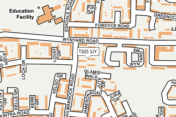 TS25 3JY map - OS OpenMap – Local (Ordnance Survey) TS25 3JY map - OS OpenMap – Local (Ordnance Survey)