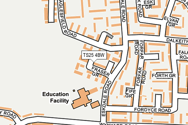 TS25 4BW map - OS OpenMap – Local (Ordnance Survey) TS25 4BW map - OS OpenMap – Local (Ordnance Survey)