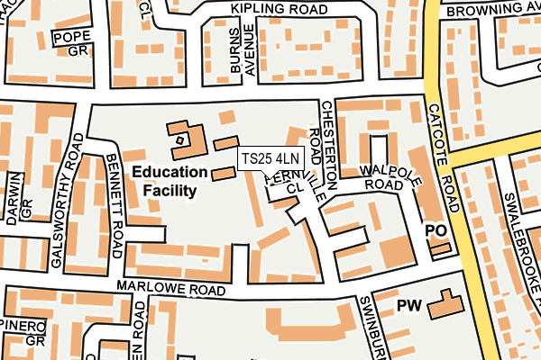 TS25 4LN map - OS OpenMap – Local (Ordnance Survey) TS25 4LN map - OS OpenMap – Local (Ordnance Survey)