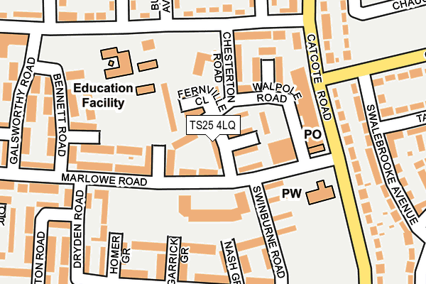 TS25 4LQ map - OS OpenMap – Local (Ordnance Survey) TS25 4LQ map - OS OpenMap – Local (Ordnance Survey)