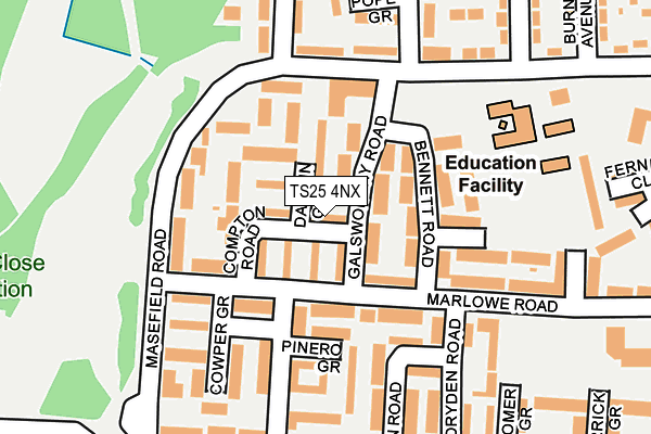 TS25 4NX map - OS OpenMap – Local (Ordnance Survey) TS25 4NX map - OS OpenMap – Local (Ordnance Survey)
