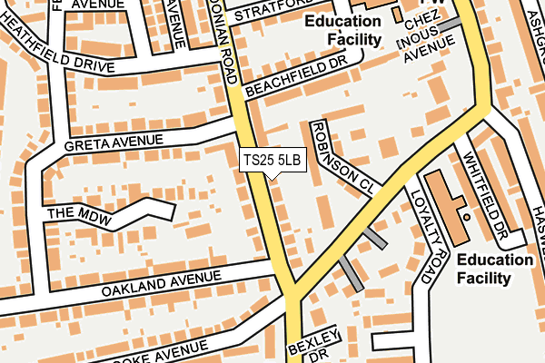 TS25 5LB map - OS OpenMap – Local (Ordnance Survey) TS25 5LB map - OS OpenMap – Local (Ordnance Survey)