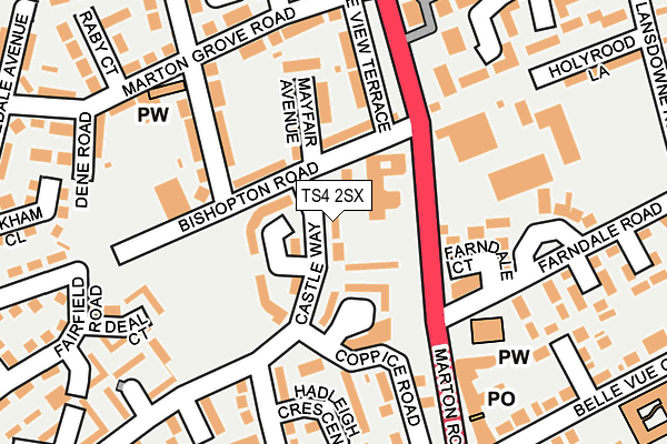 TS4 2SX map - OS OpenMap – Local (Ordnance Survey) TS4 2SX map - OS OpenMap – Local (Ordnance Survey)