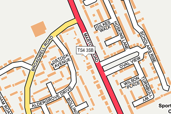 TS4 3SB map - OS OpenMap – Local (Ordnance Survey) TS4 3SB map - OS OpenMap – Local (Ordnance Survey)