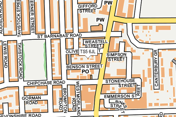 TS5 6JL map - OS OpenMap – Local (Ordnance Survey) TS5 6JL map - OS OpenMap – Local (Ordnance Survey)