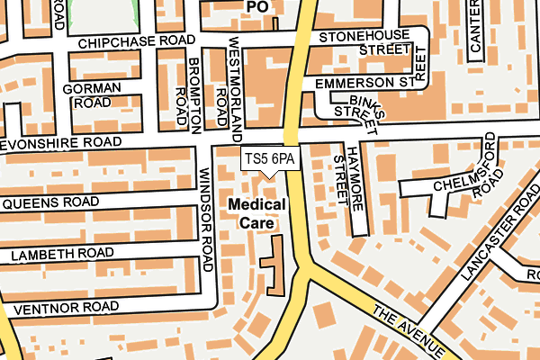 TS5 6PA map - OS OpenMap – Local (Ordnance Survey) TS5 6PA map - OS OpenMap – Local (Ordnance Survey)