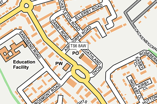 TS6 8AW map - OS OpenMap – Local (Ordnance Survey) TS6 8AW map - OS OpenMap – Local (Ordnance Survey)