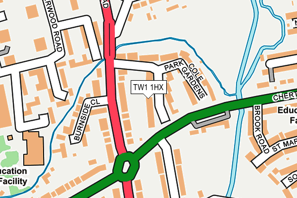TW1 1HX map - OS OpenMap – Local (Ordnance Survey) TW1 1HX map - OS OpenMap – Local (Ordnance Survey)
