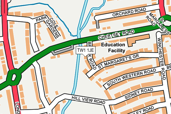 TW1 1JE map - OS OpenMap – Local (Ordnance Survey) TW1 1JE map - OS OpenMap – Local (Ordnance Survey)
