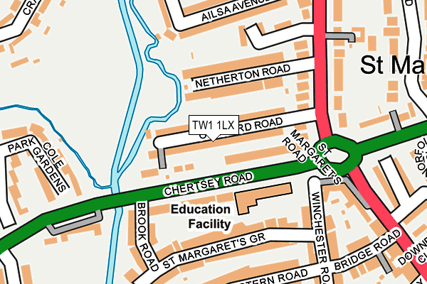 TW1 1LX map - OS OpenMap – Local (Ordnance Survey) TW1 1LX map - OS OpenMap – Local (Ordnance Survey)