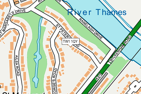 TW1 1QY map - OS OpenMap – Local (Ordnance Survey)