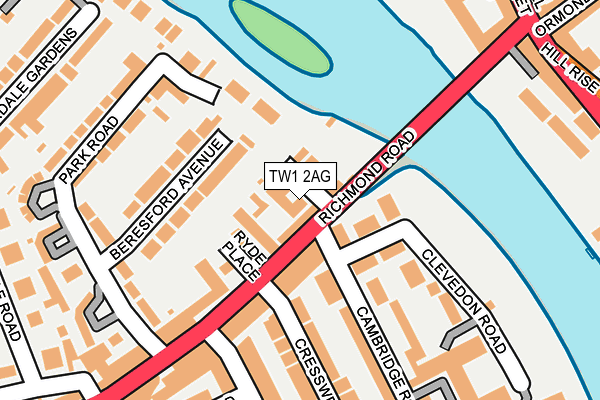 TW1 2AG map - OS OpenMap – Local (Ordnance Survey) TW1 2AG map - OS OpenMap – Local (Ordnance Survey)