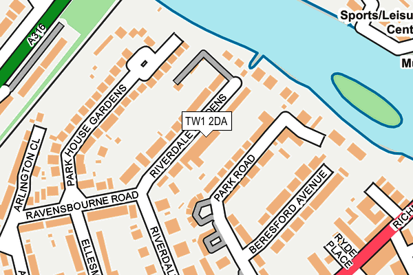 TW1 2DA map - OS OpenMap – Local (Ordnance Survey) TW1 2DA map - OS OpenMap – Local (Ordnance Survey)